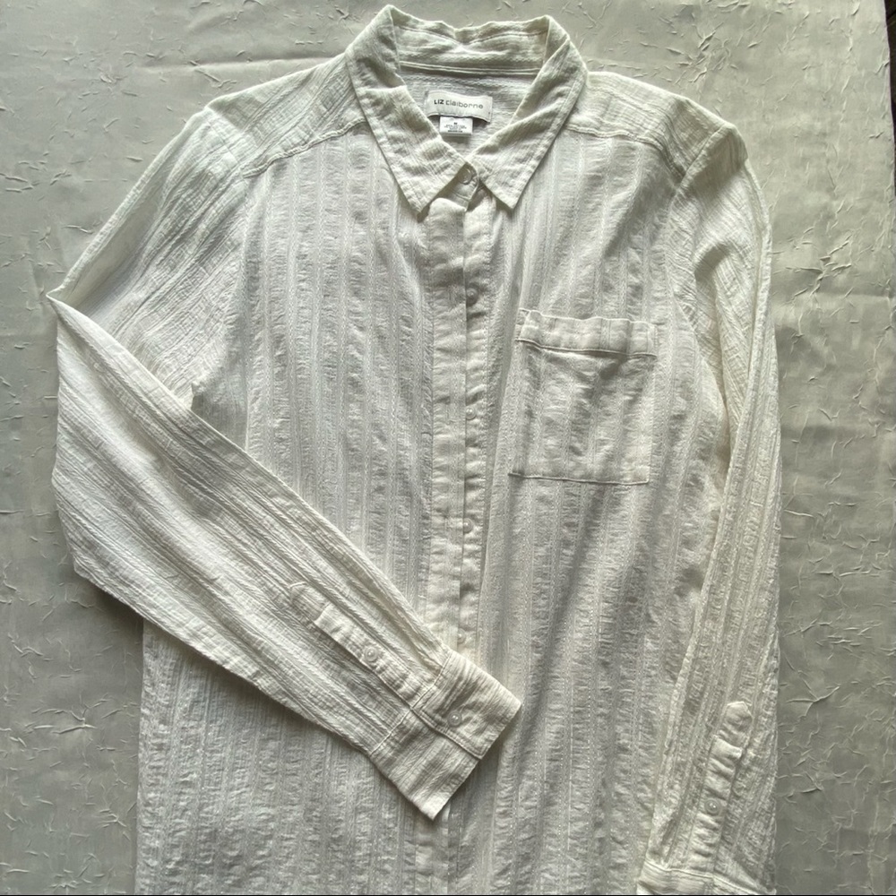 Liz Claiborne Long Cotton Shirt Size M